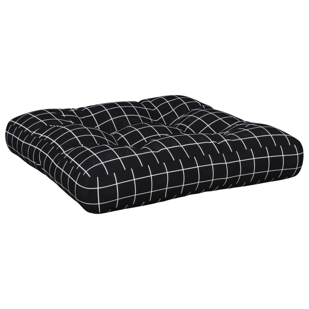 vidaXL Palettenkissen Schwarz Karomuster 58x58x10 cm Oxford-Gewebe