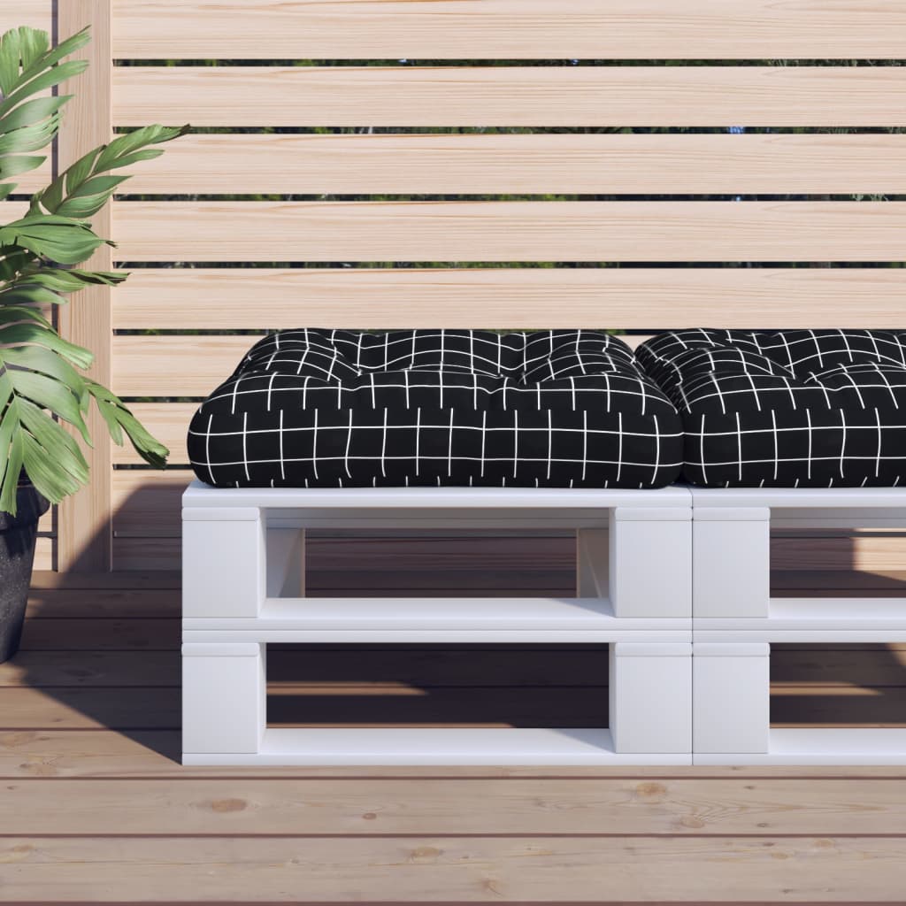 vidaXL Palettenkissen Schwarz Karomuster 58x58x10 cm Oxford-Gewebe