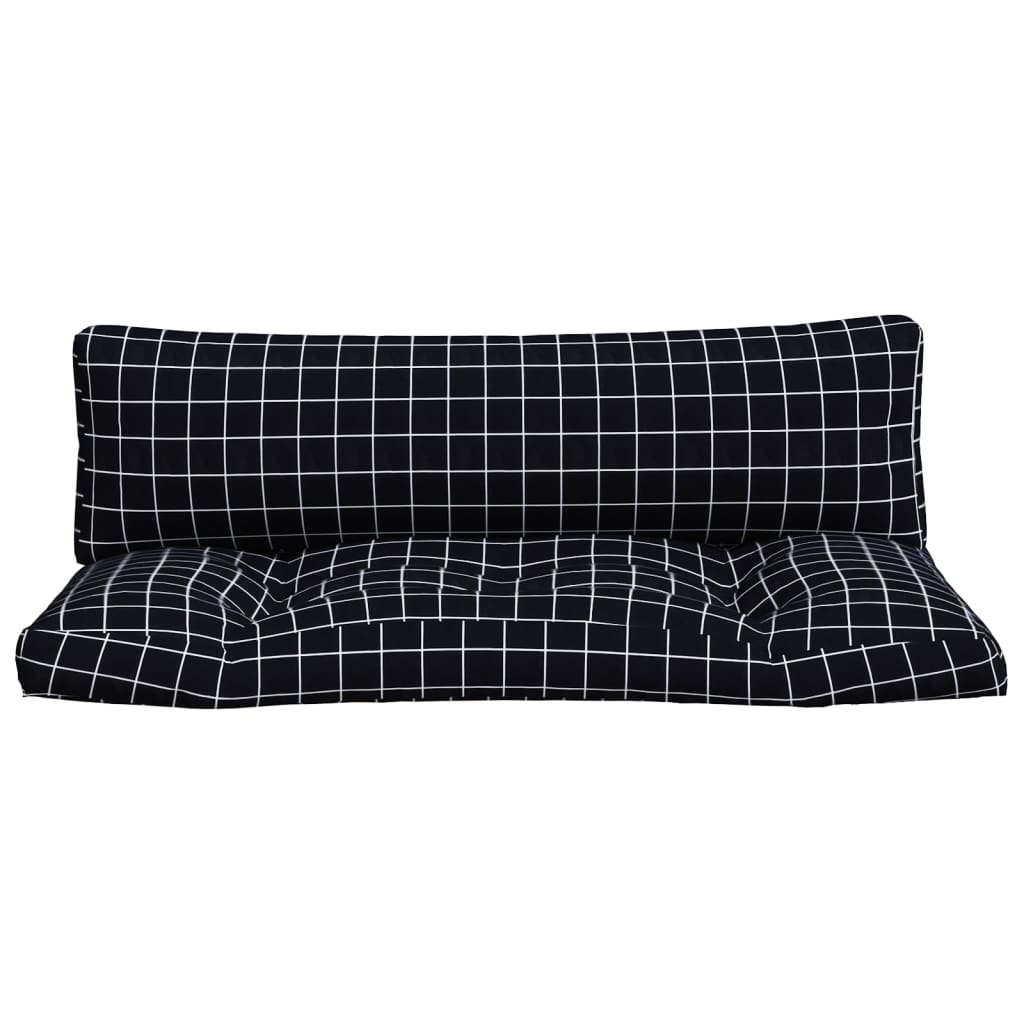 vidaXL Palettenkissen 2 Stk. Schwarz Karomuster Oxford-Gewebe