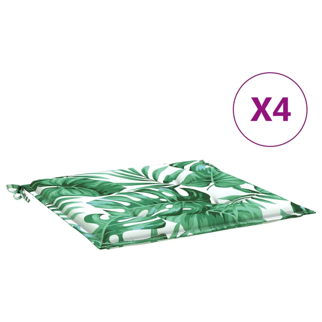vidaXL Stuhlkissen 4 Stk. Blattmuster 40x40x4 cm Stoff