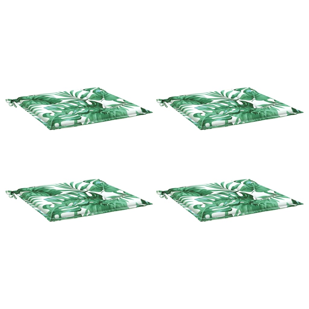 vidaXL Stuhlkissen 4 Stk. Blattmuster 40x40x4 cm Stoff