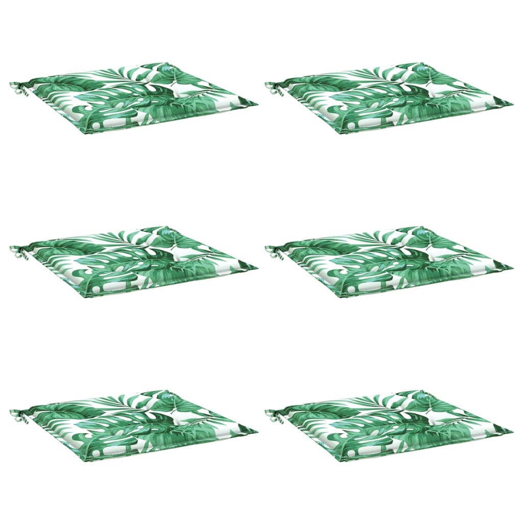vidaXL Stuhlkissen 6 Stk. Blattmuster 40x40x4 cm Stoff