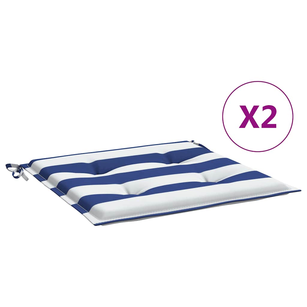 vidaXL Gartenstuhl-Kissen 2 Stk. Blau & Weiß Gestreift 40x40x4cm Stoff