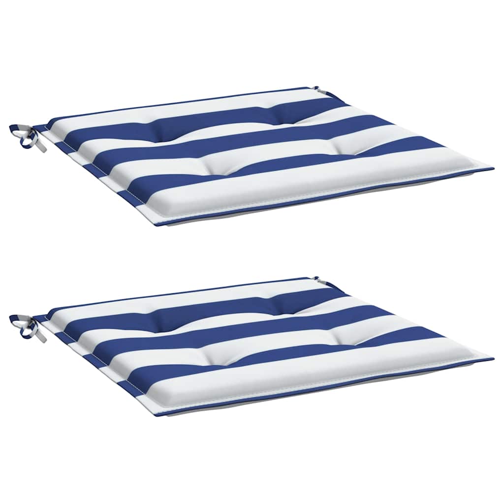vidaXL Gartenstuhl-Kissen 2 Stk. Blau & Weiß Gestreift 40x40x4cm Stoff
