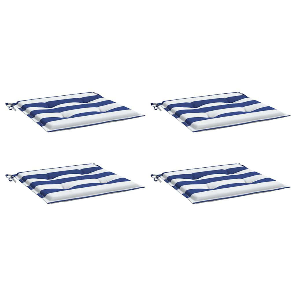 vidaXL Gartenstuhl-Kissen 4 Stk. Blau & Weiß Gestreift 40x40x4cm Stoff