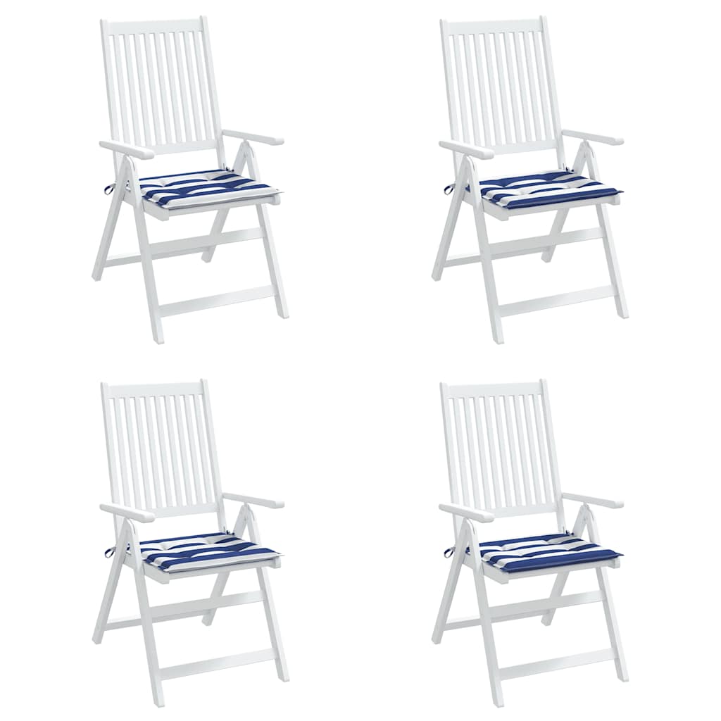 vidaXL Gartenstuhl-Kissen 4 Stk. Blau & Weiß Gestreift 40x40x4cm Stoff