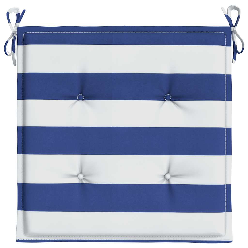 vidaXL Gartenstuhl-Kissen 4 Stk. Blau & Weiß Gestreift 40x40x4cm Stoff