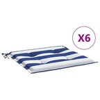 vidaXL Gartenstuhl-Kissen 6 Stk. Blau & Weiß Gestreift 40x40x4cm Stoff