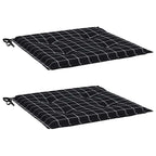 vidaXL Gartenstuhl-Kissen 2 Stk. Schwarz Karomuster 40x40x4 cm Stoff