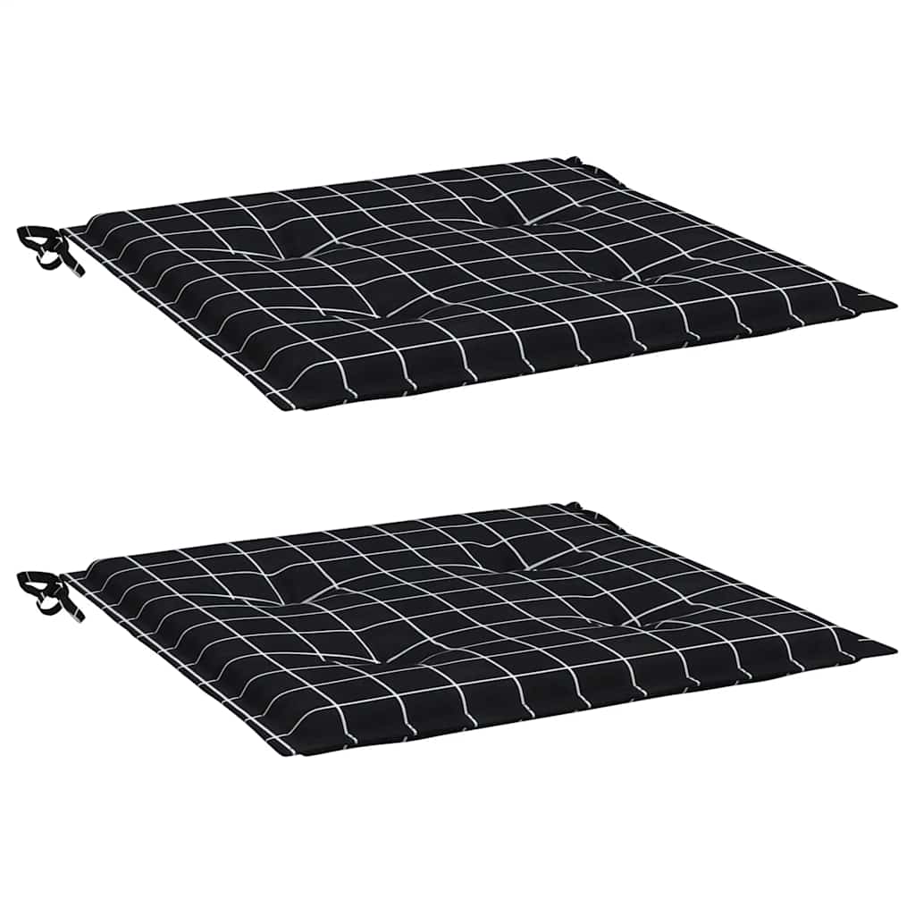 vidaXL Gartenstuhl-Kissen 2 Stk. Schwarz Karomuster 40x40x4 cm Stoff