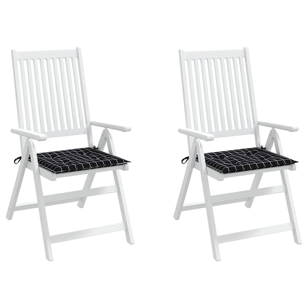 vidaXL Gartenstuhl-Kissen 2 Stk. Schwarz Karomuster 40x40x4 cm Stoff