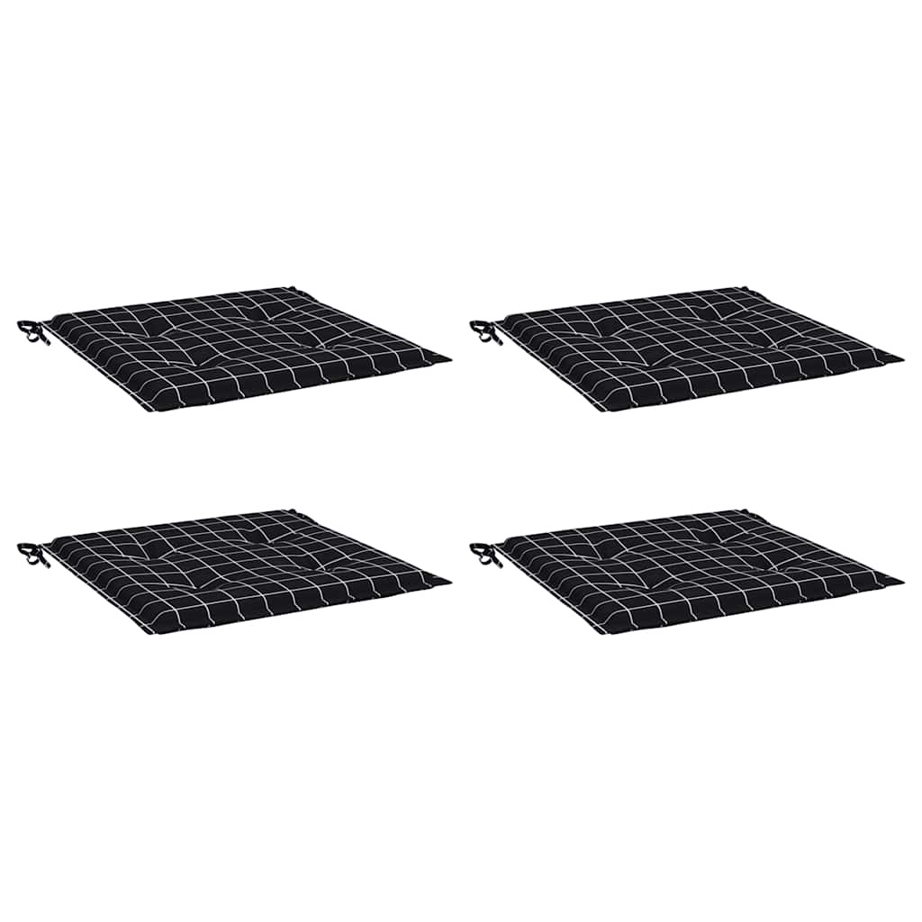 vidaXL Gartenstuhl-Kissen 4 Stk. Schwarz Karomuster 40x40x4 cm Stoff