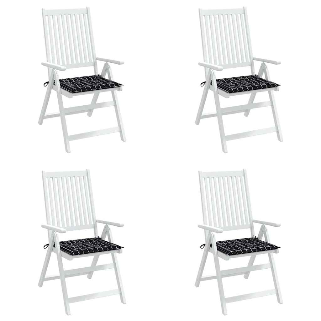 vidaXL Gartenstuhl-Kissen 4 Stk. Schwarz Karomuster 40x40x4 cm Stoff