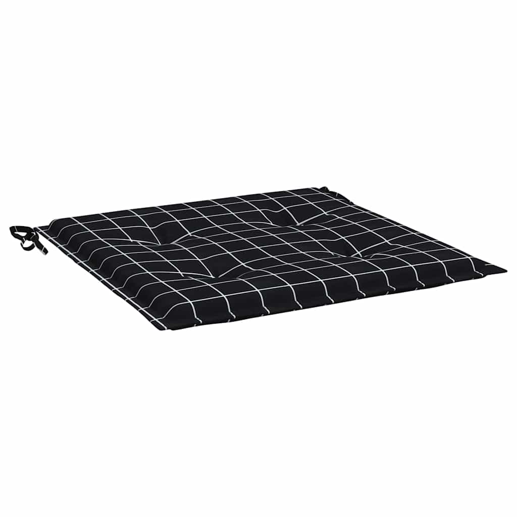 vidaXL Gartenstuhl-Kissen 4 Stk. Schwarz Karomuster 40x40x4 cm Stoff