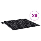 vidaXL Gartenstuhl-Kissen 6 Stk. Schwarz Karomuster 40x40x4 cm Stoff