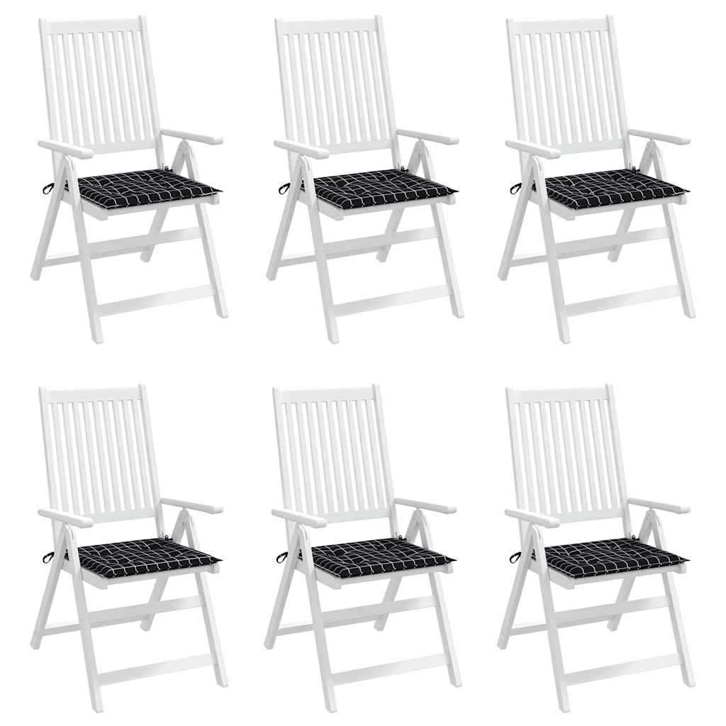 vidaXL Gartenstuhl-Kissen 6 Stk. Schwarz Karomuster 40x40x4 cm Stoff