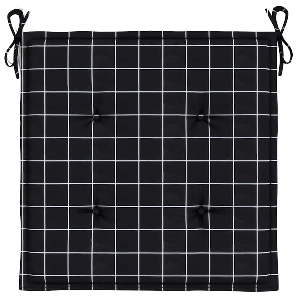 vidaXL Gartenstuhl-Kissen 6 Stk. Schwarz Karomuster 40x40x4 cm Stoff
