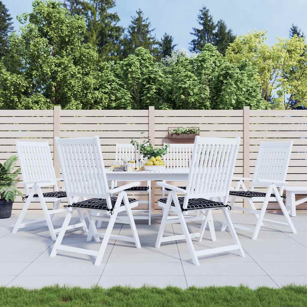 vidaXL Gartenstuhl-Kissen 6 Stk. Schwarz Karomuster 40x40x4 cm Stoff