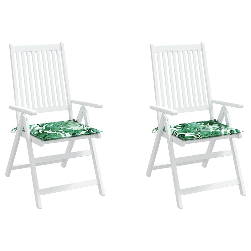 vidaXL Sitzkissen 2 Stk. Blattmuster 50x50x4 cm Stoff