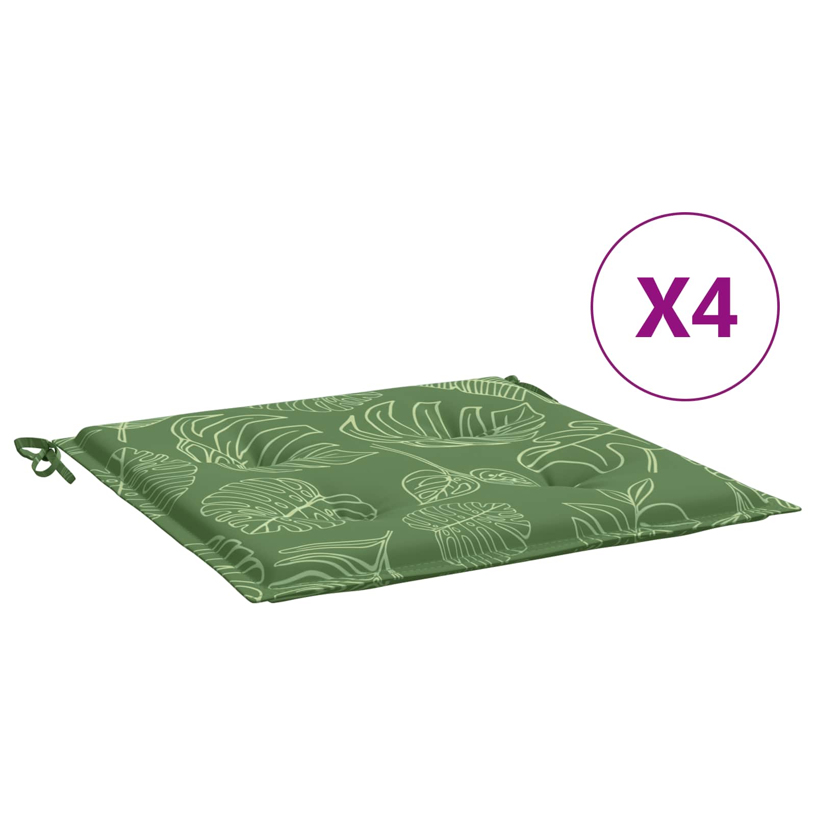 vidaXL Stuhlkissen 4 pcs Grün und Weiß 50 x 50 x 4 cm Oxford-Stoff