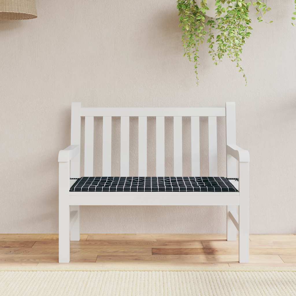 vidaXL Gartenbank-Auflage Schwarz Karomuster 120x50x4 cm Oxford-Gewebe