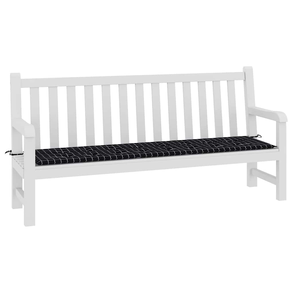 vidaXL Gartenbank-Auflage Schwarz Karomuster 200x50x4 cm Stoff