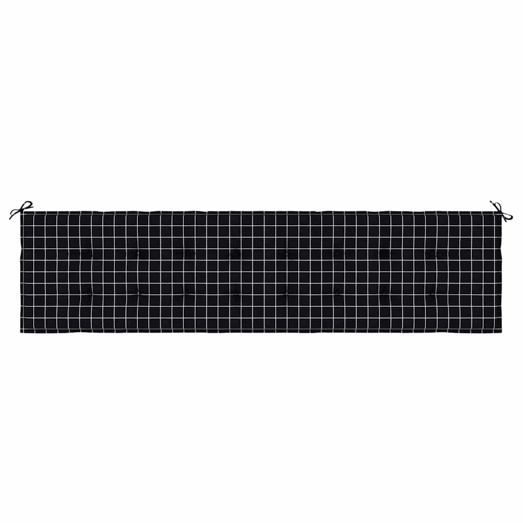 vidaXL Gartenbank-Auflage Schwarz Karomuster 200x50x4 cm Stoff