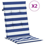 vidaXL Hochlehner-Auflagen 2 Stk. Blau & Weiß Gestreift Stoff