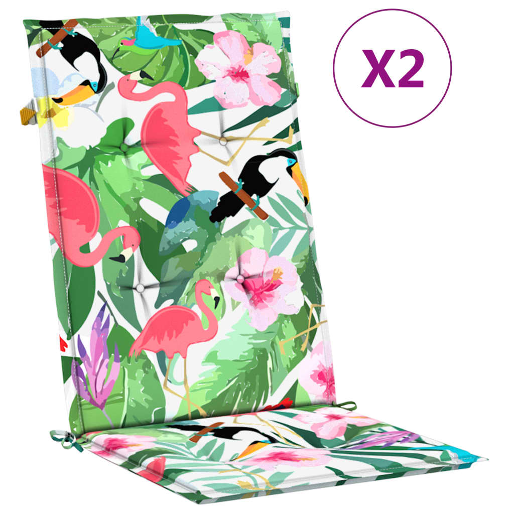 vidaXL Gartenstuhlauflagen für Hochlehner 2 Stk. Mehrfarbig 120x50x3cm