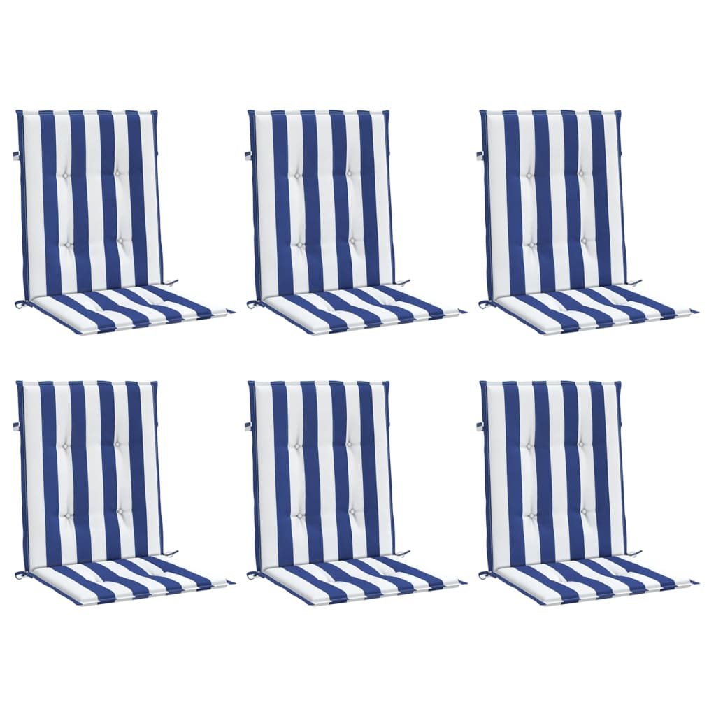 vidaXL Niedriglehner-Auflagen 6 Stk. Blau & Weiß Gestreift Stoff