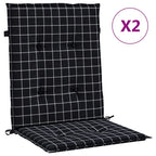 vidaXL Niedriglehner-Auflagen 2 Stk. Schwarz Karomuster Stoff
