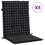 vidaXL Niedriglehner-Auflagen 4 Stk. Schwarz Karomuster Stoff