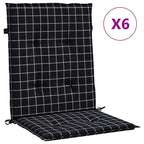 vidaXL Niedriglehner-Auflagen 6 Stk. Schwarz Karomuster Stoff