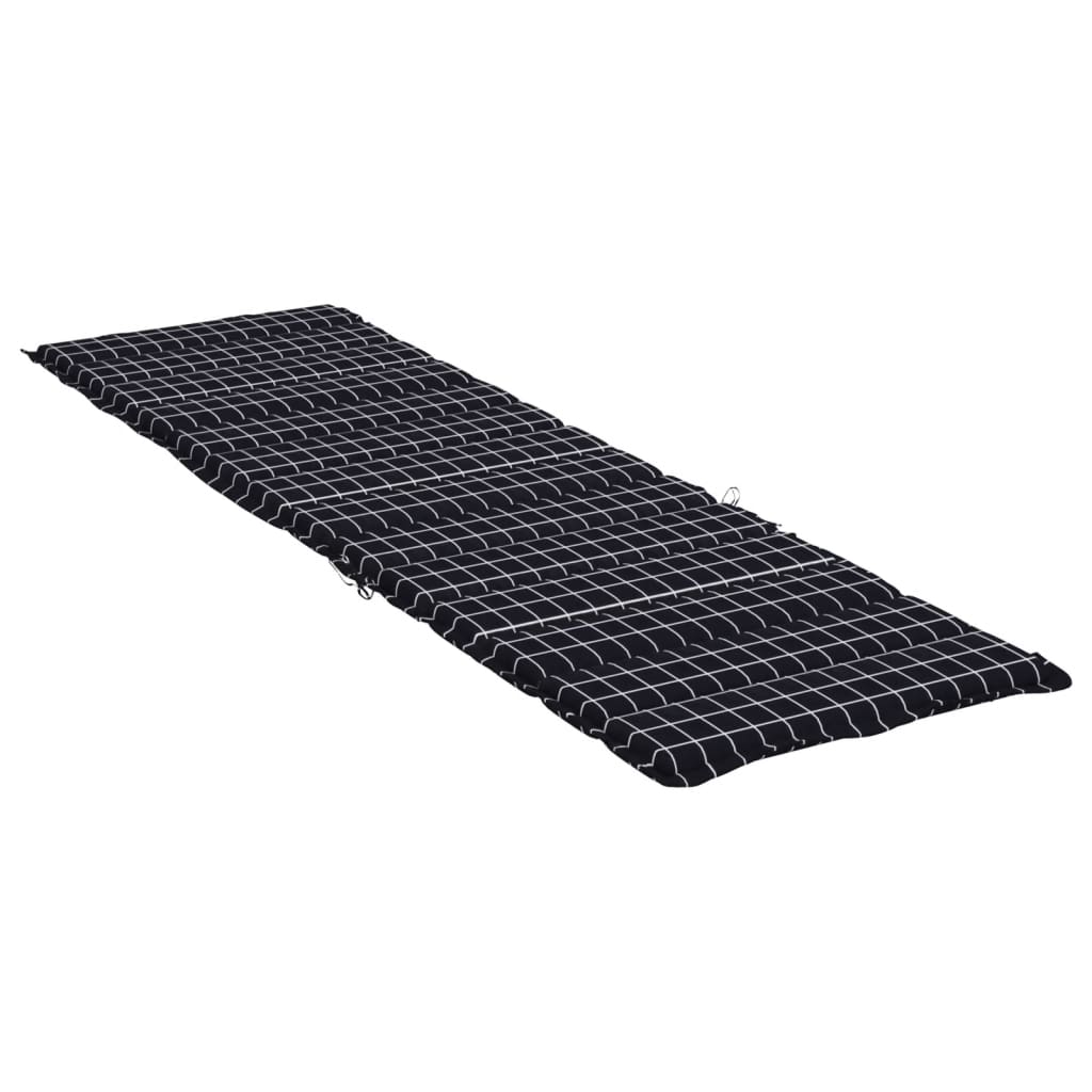 vidaXL Sonnenliegen-Auflage Schwarz Karomuster Oxford-Gewebe