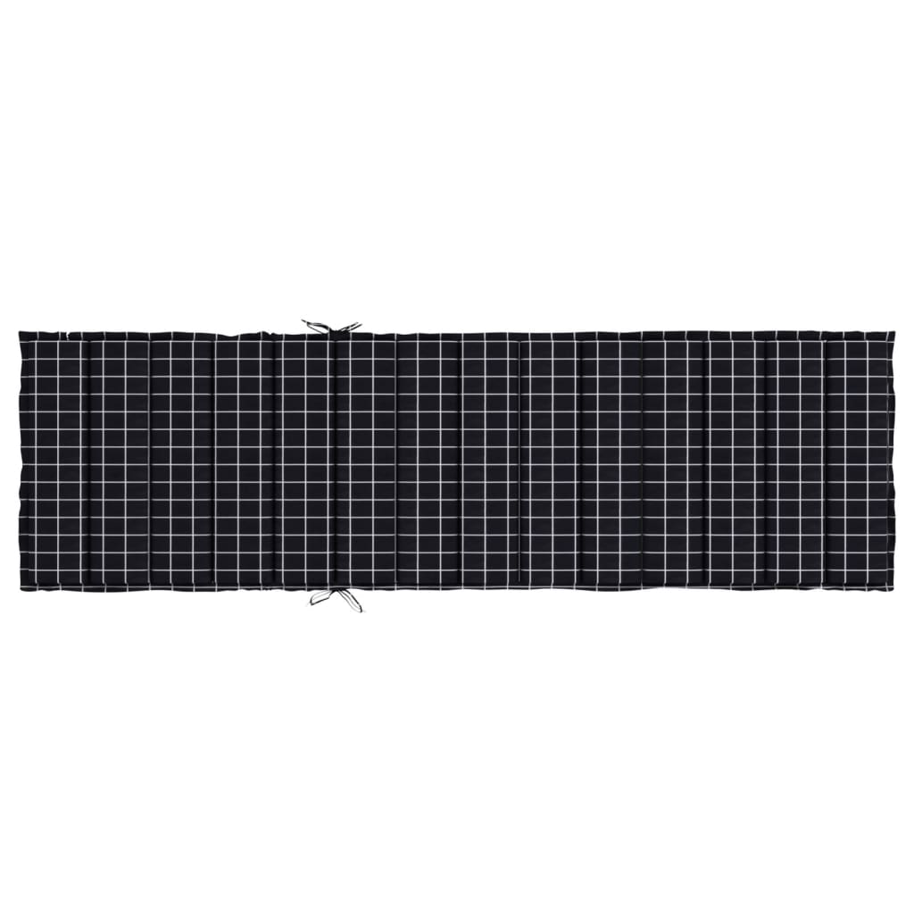 vidaXL Sonnenliegen-Auflage Schwarz Karomuster Oxford-Gewebe