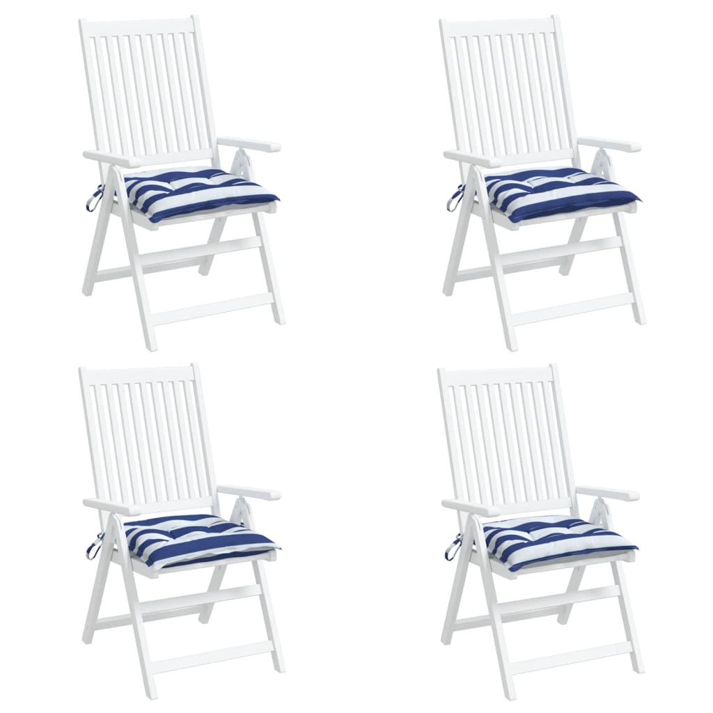 vidaXL Stuhlkissen 4 Stk. Blau & Weiß Gestreift 40x40x7 cm Stoff