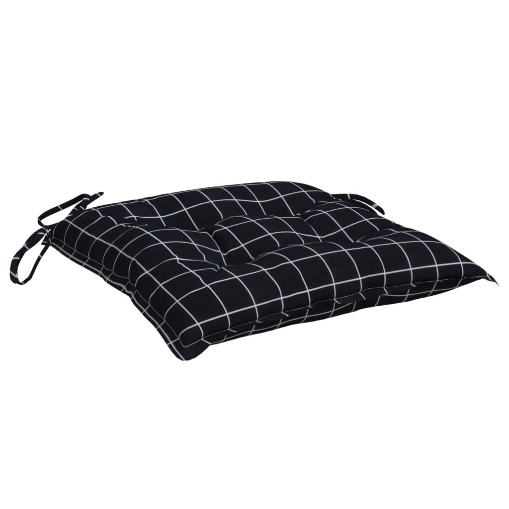 vidaXL Stuhlkissen 2 Stk. Schwarz Karomuster 40x40x7 cm Stoff