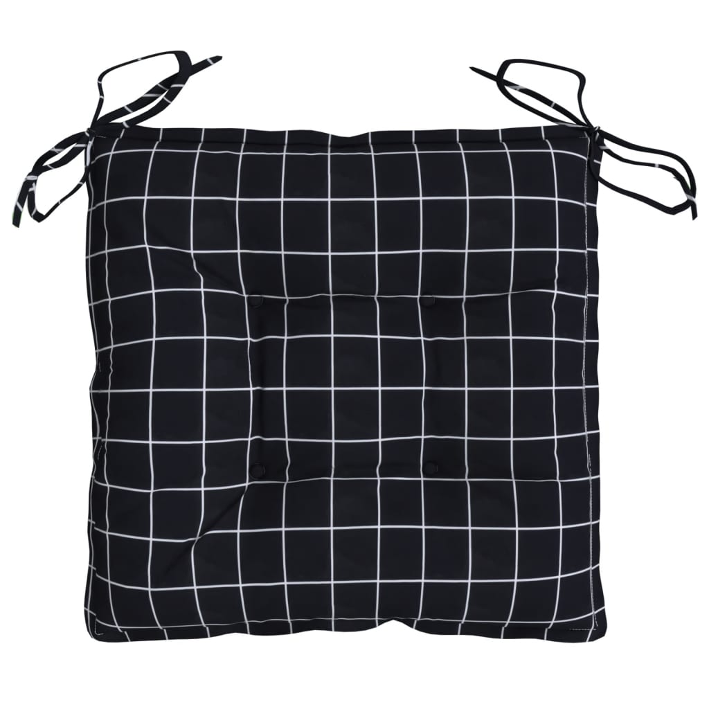 vidaXL Stuhlkissen 2 Stk. Schwarz Karomuster 40x40x7 cm Stoff