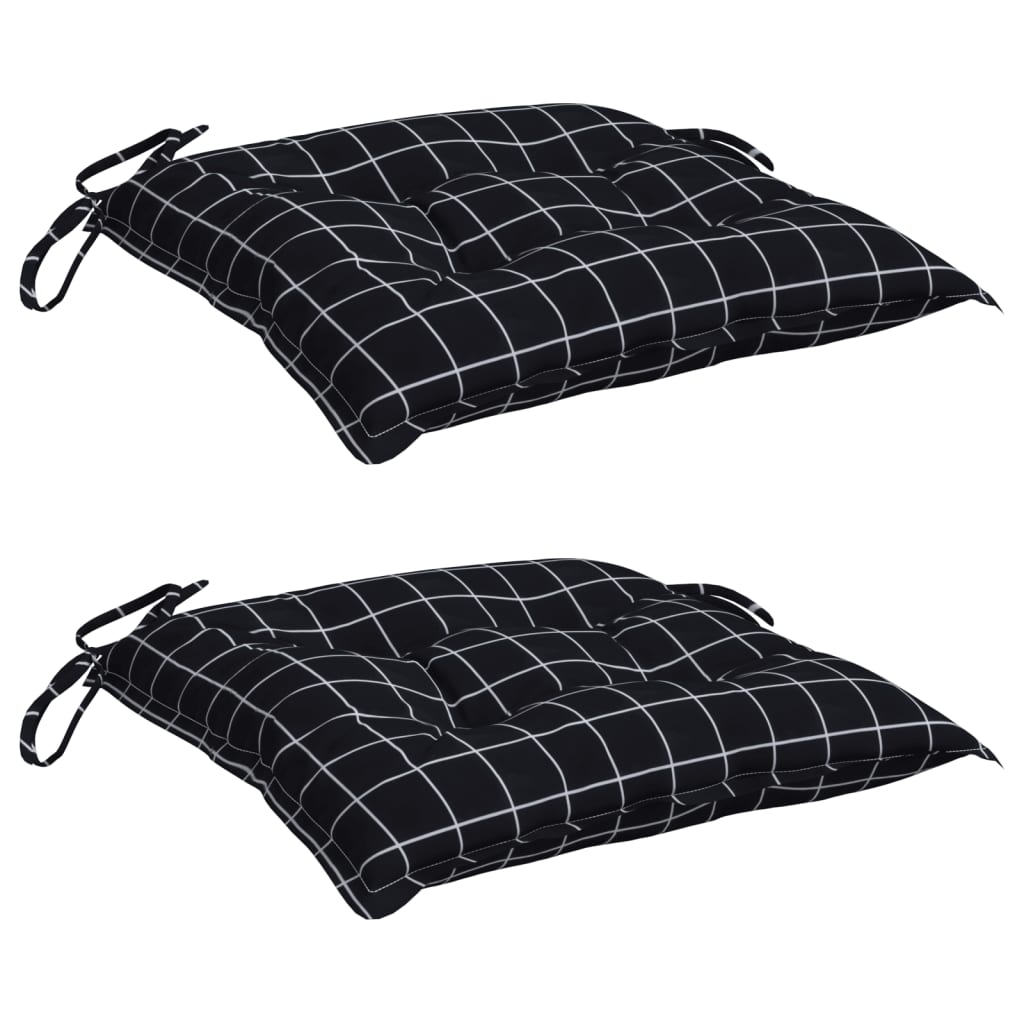 vidaXL Stuhlkissen 2 Stk. Schwarz Karomuster 50x50x7 cm Oxford-Gewebe