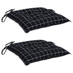 vidaXL Stuhlkissen 2 Stk. Schwarz Karomuster 50x50x7 cm Oxford-Gewebe