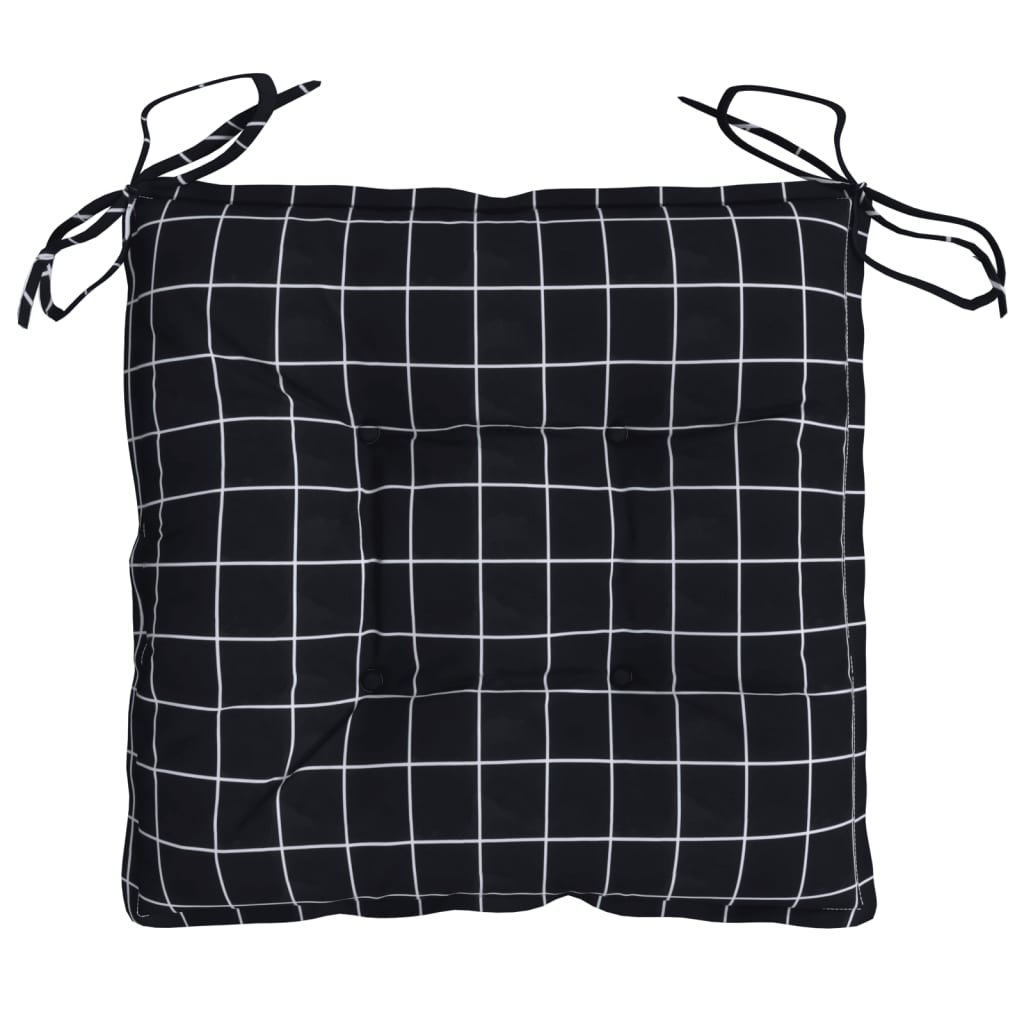 vidaXL Stuhlkissen 2 Stk. Schwarz Karomuster 50x50x7 cm Oxford-Gewebe