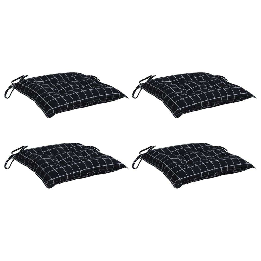 vidaXL Stuhlkissen 4 Stk. Schwarz Karomuster 50x50x7 cm Oxford-Gewebe