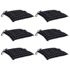 vidaXL Stuhlkissen 6 Stk. Schwarz Karomuster 50x50x7 cm Oxford-Gewebe