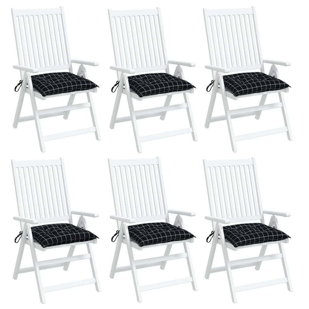 vidaXL Stuhlkissen 6 Stk. Schwarz Karomuster 50x50x7 cm Oxford-Gewebe