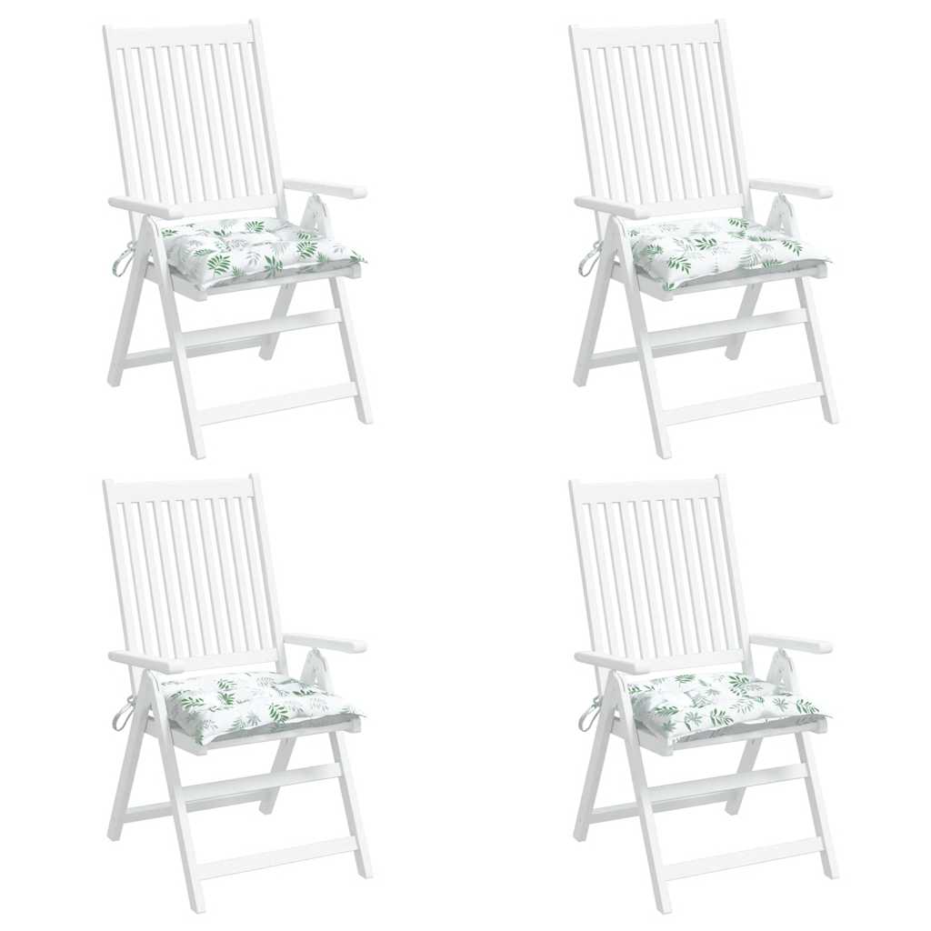 vidaXL Stuhlkissen 4 Stk. Blattmuster 50x50x7 cm Oxford-Gewebe