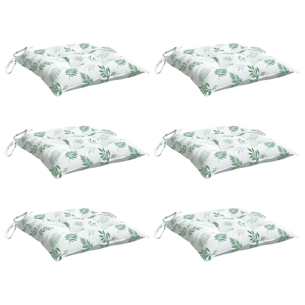 vidaXL Stuhlkissen 6 Stk. Blattmuster 50x50x7 cm Oxford-Gewebe