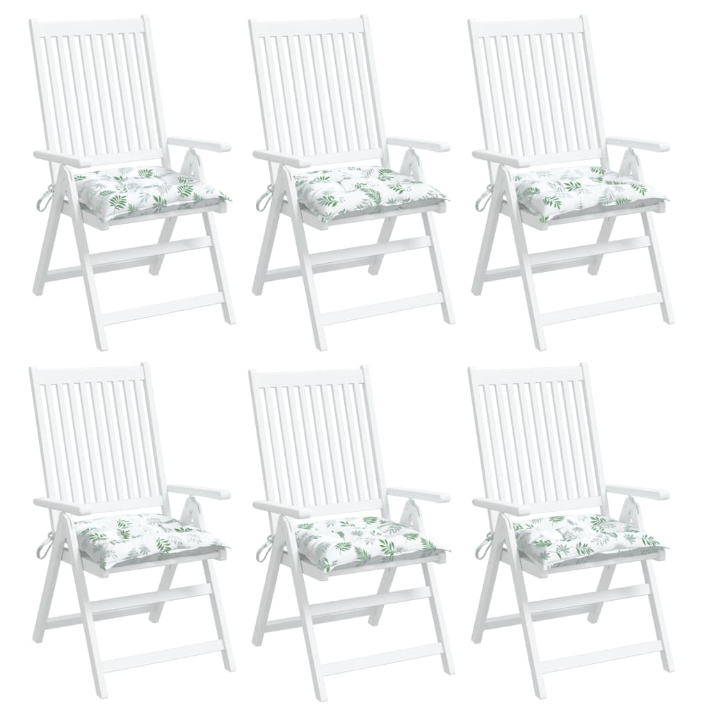 vidaXL Stuhlkissen 6 Stk. Blattmuster 50x50x7 cm Oxford-Gewebe