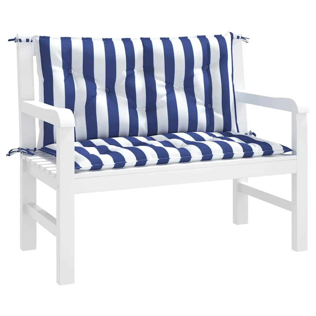 vidaXL Gartenbank-Auflagen 2 Stk. Blau&Weiß Gestreift 100x50x7cm Stoff