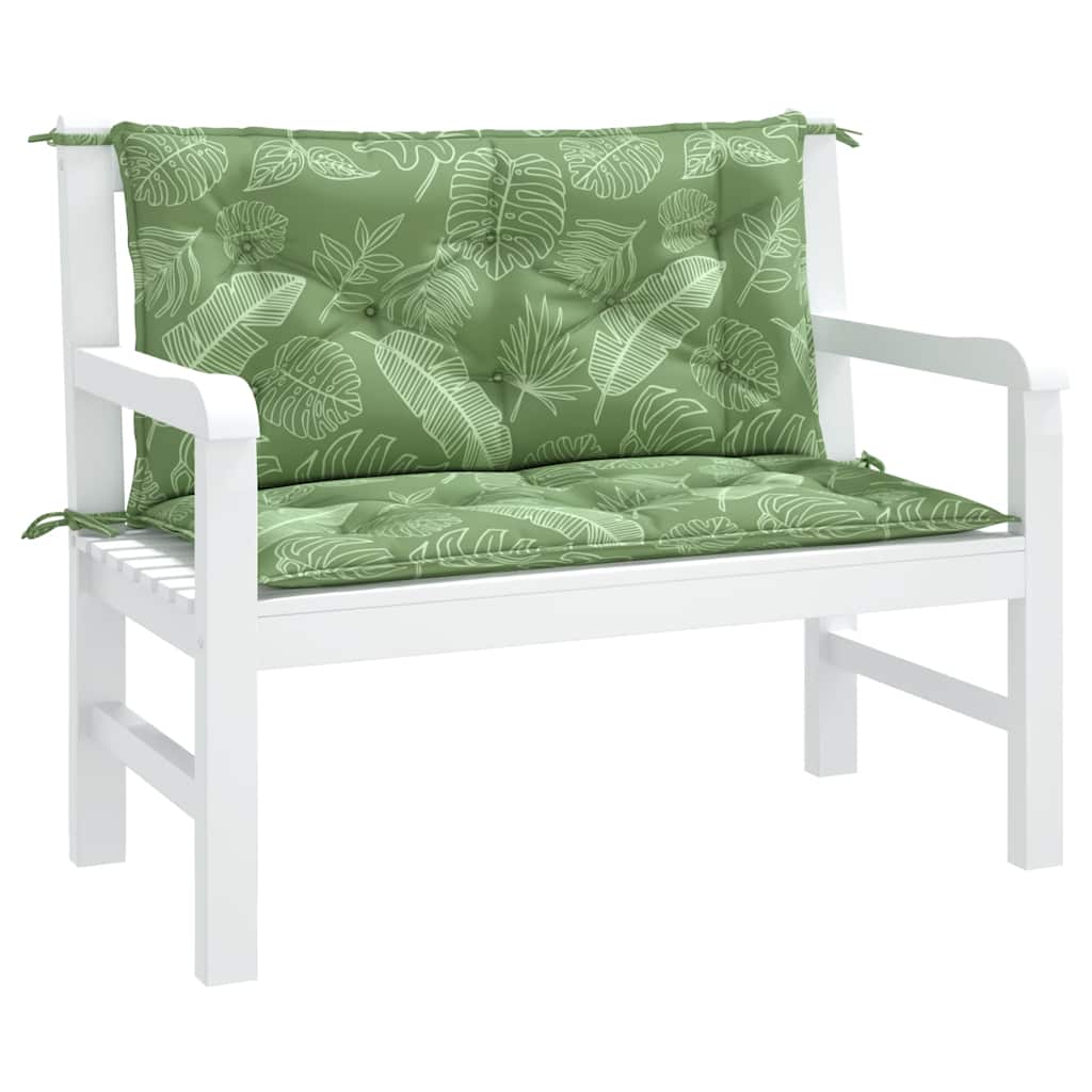 vidaXL Gartenbank-Auflagen 2 Stk. Blattmuster 100x50x7 cm Stoff