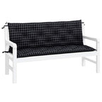 vidaXL Gartenbank-Auflagen 2 Stk. Schwarz Karomuster 150x50x7 cm Stoff